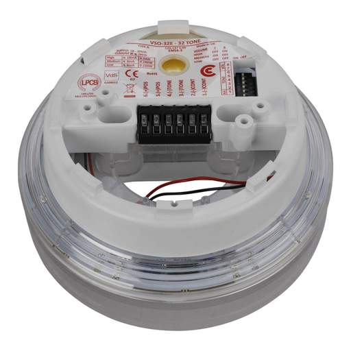 Cranford Controls 24V DC 32 Tone Platform Base Sounder Beacon White Red Lens