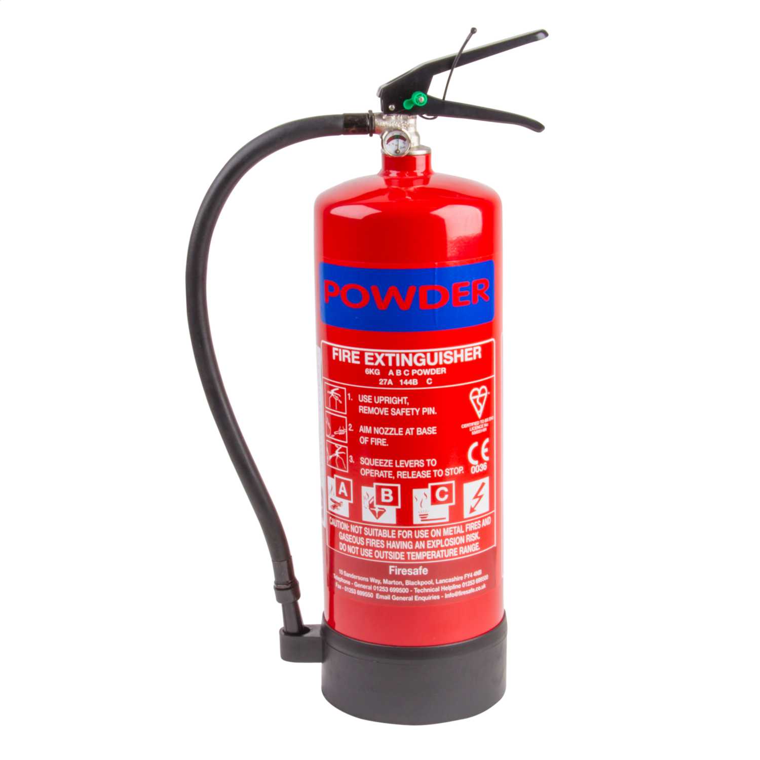 Firesafe 6kg ABC Dry Powder Fire Extinguisher Rating 27A / 144B