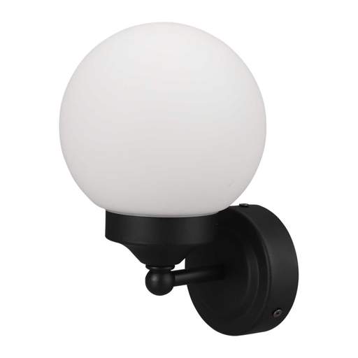 Firstlight Louis SES Bathroom Wall Light Black with Opal Glass Shade