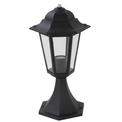 Firstlight 6 Panel 230V ES GLS Pillar Outdoor Lantern Black