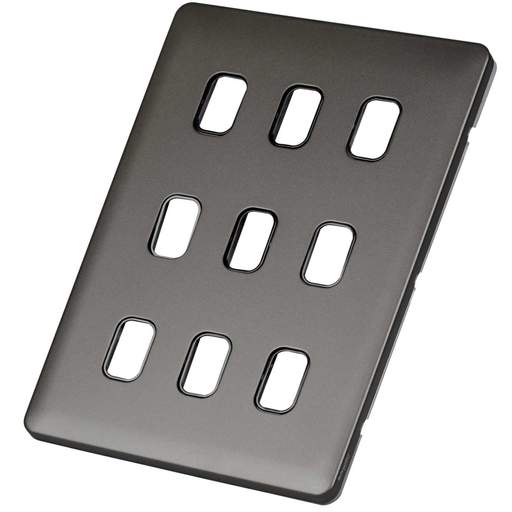 Schneider Lisse Deco 9 Gang Grid Plate Screwless Black Insert Mocha Bronze