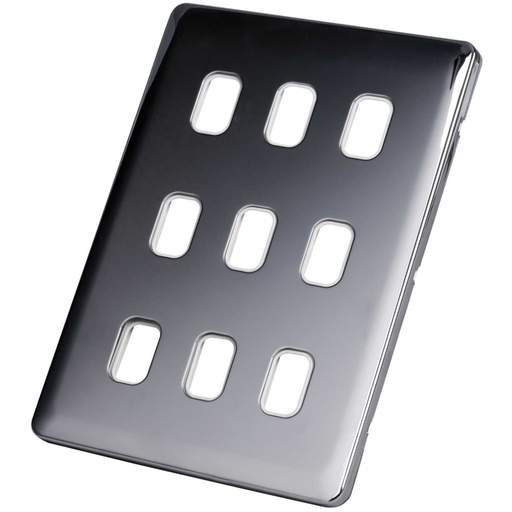 Schneider Lisse Deco 9 Gang Grid Plate Screwless White Insert Polished Chrome