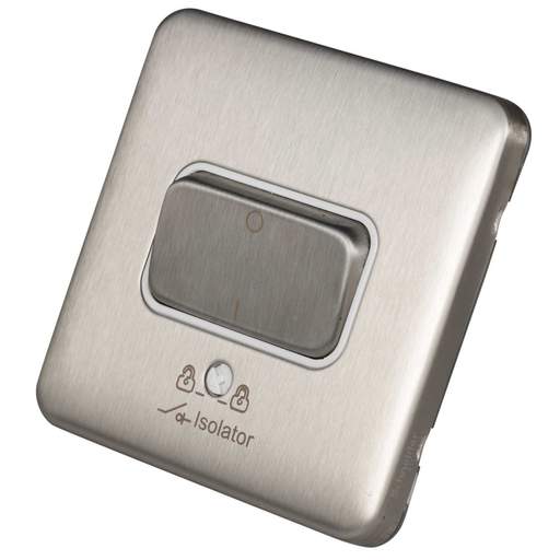 Schneider Lisse Deco 10A Triple Pole Fan Isolator Screwless White Insert Stainless Steel