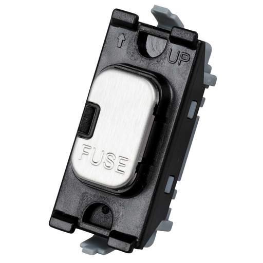 Schneider Lisse Deco 13A Grid Fuse Unit Black Insert Stainless Steel