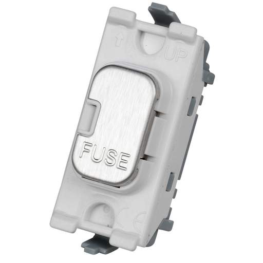 Schneider Lisse Deco 13A Grid Fuse Unit Stainless Steel with White Insert