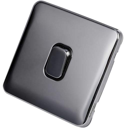 Schneider Lisse Deco 20A DP Switch Screwless Black Insert Polished Chrome