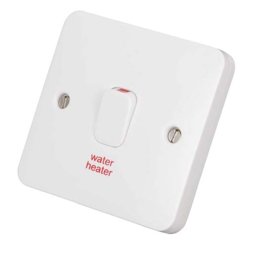 Schneider Lisse 20A DP Switch with LED Indicator and Flex Outlet marked Water Heater
