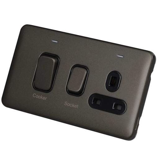 Schneider Lisse Deco 45A Cooker Control Unit with LED Indicator Screwless Black Insert Mocha Bronze