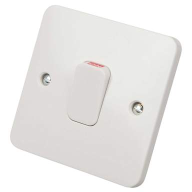 Schneider Electric Lisse White Moulded - Single 2 Way Architrave Light Switch, 10AX, GGBL1012A, White, Pack Of 10