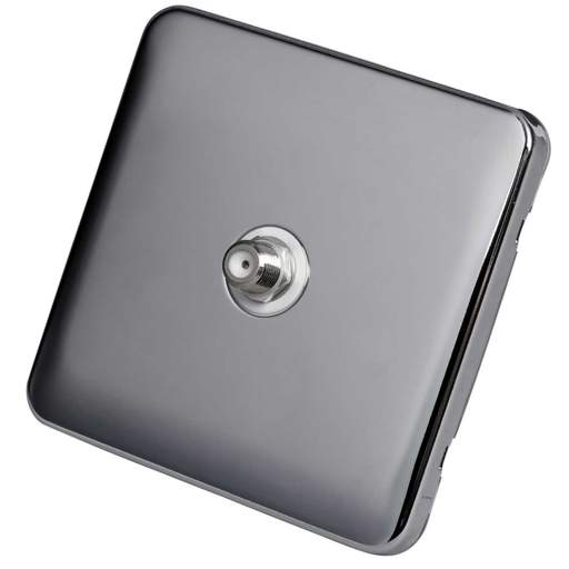 Schneider Lisse Deco 1 Gang Satellite Socket Screwless White Insert Polished Chrome