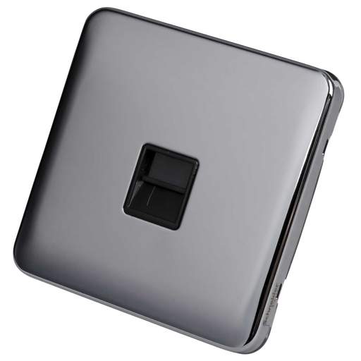 Schneider Lisse Deco 1 Gang Master Telephone Socket Screwless Black Insert Polished Chrome