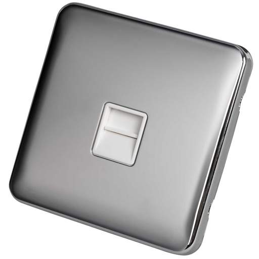 Schneider Lisse Deco 1 Gang Master Telephone Socket Screwless White Insert Polished Chrome
