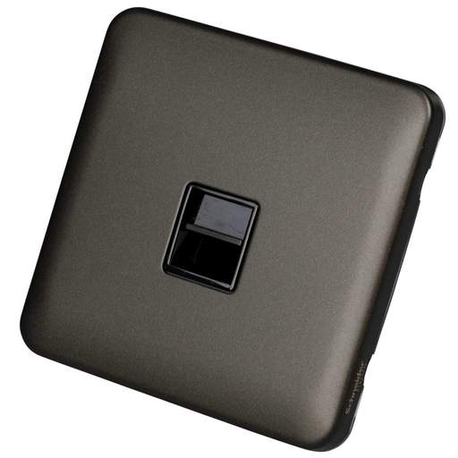 Schneider Lisse Deco 1 Gang Secondary Telephone Socket Screwless Black Insert Mocha Bronze