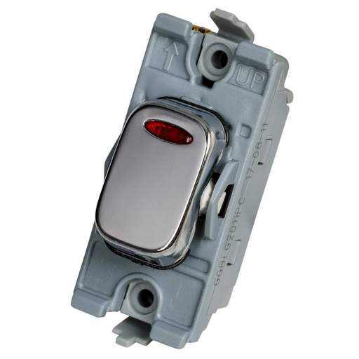 Schneider Lisse Deco 20A Double Pole Grid Switch with Neon Polished Chrome