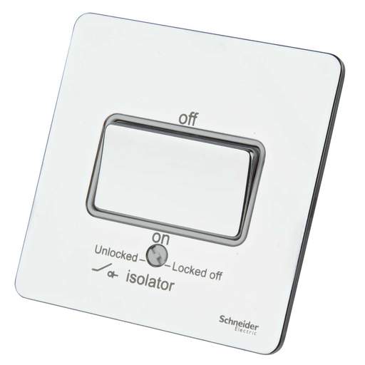 Schneider GET Ultimate 16A Triple Pole Screwless Fan Isolator Switch White Insert Polished Chrome