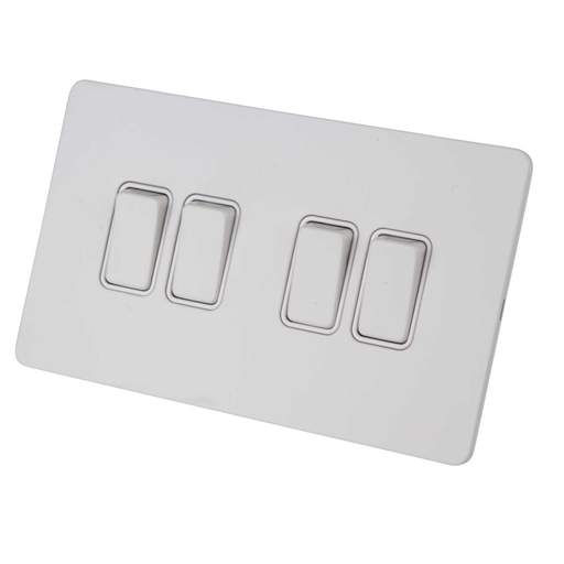 Schneider GET Ultimate 16A 4 Gang 2 Way Screwless Switch White Insert Painted White