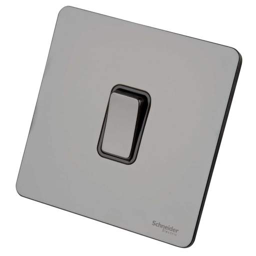 Schneider GET Ultimate 20A DP Screwless Switch Black Insert Black Nickel