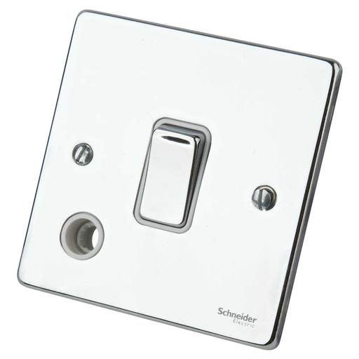 Schneider GET Ultimate 20A DP Switch with Flex Outlet White Insert Polished Chrome