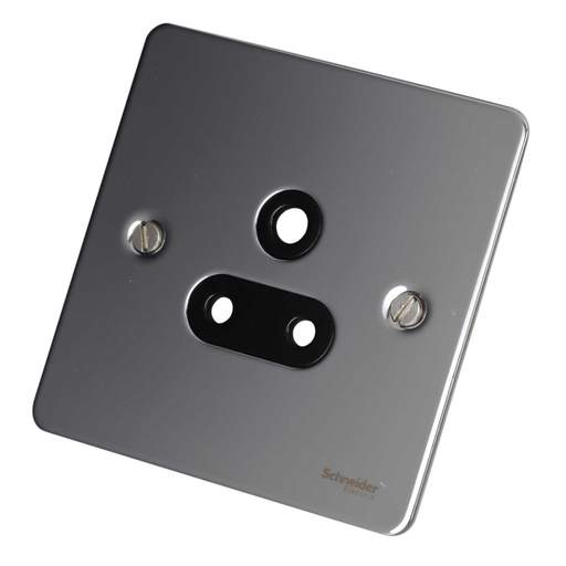 Schneider GET Ultimate 5A 1 Gang Unswitched Socket Black Insert Polished Chrome