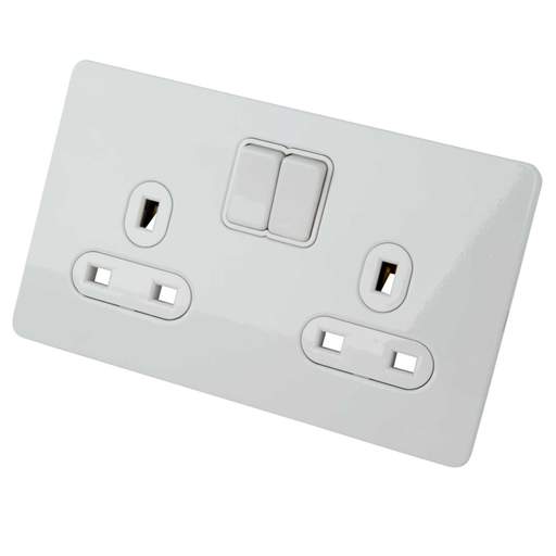 Schneider GET Ultimate 13A 2 Gang Screwless Switched Socket White Insert Painted White