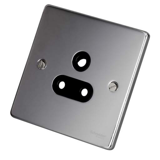Schneider GET Ultimate 5A 1 Gang Unswitched Socket Black Insert Polished Chrome