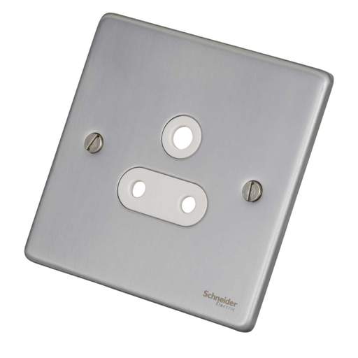 Schneider GET Ultimate 5A 1 Gang Unswitched Socket White Insert Brushed Chrome
