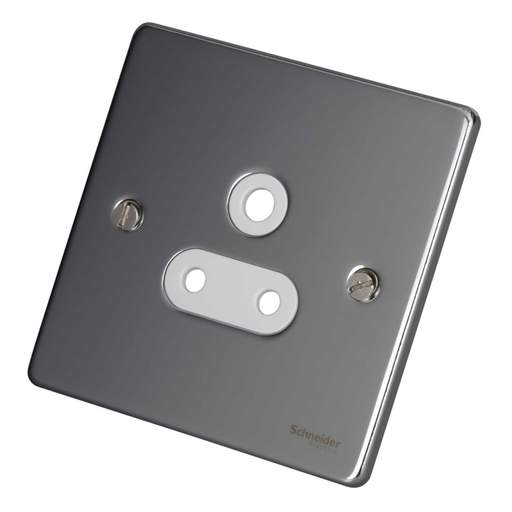 Schneider GET Ultimate 5A 1 Gang Unswitched Socket White Insert Polished Chrome