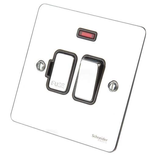 Schneider GET Ultimate 13A DP Switched Fused Spur with Neon Black Insert Polished Chrome