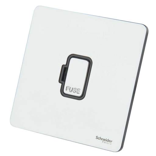Schneider GET Ultimate 13A Screwless Unswitched Fused Spur Black Insert Polished Chrome