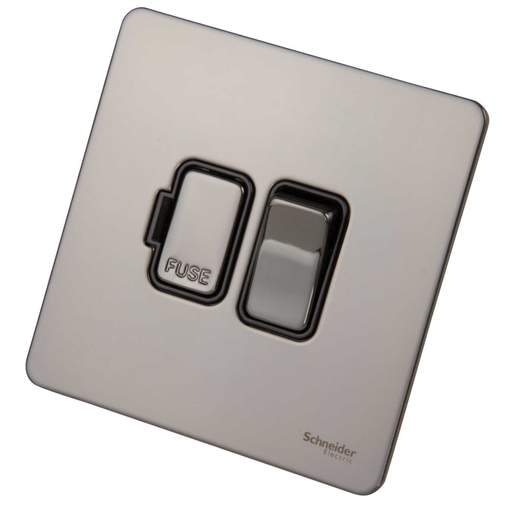 Schneider GET Ultimate 13A DP Screwless Switched Fused Spur Black Insert Black Nickel