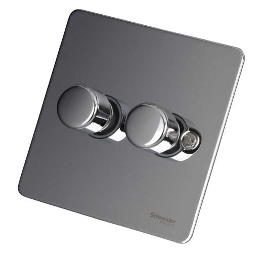 Schneider GET Ultimate 250W/VA 2 Gang 2 Way Dimmer Switch Polished Chrome