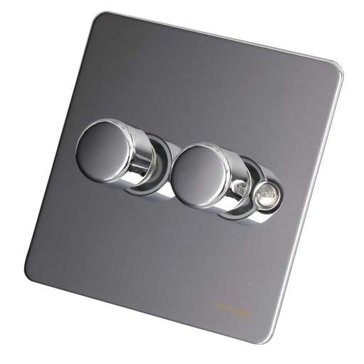 Schneider GET Ultimate 100W 2 Gang 2 Way LED Dimmer Switch Polished Chrome