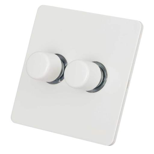 Schneider GET Ultimate 100W 2 Gang 2 Way Screwless LED Dimmer Switch Painted White
