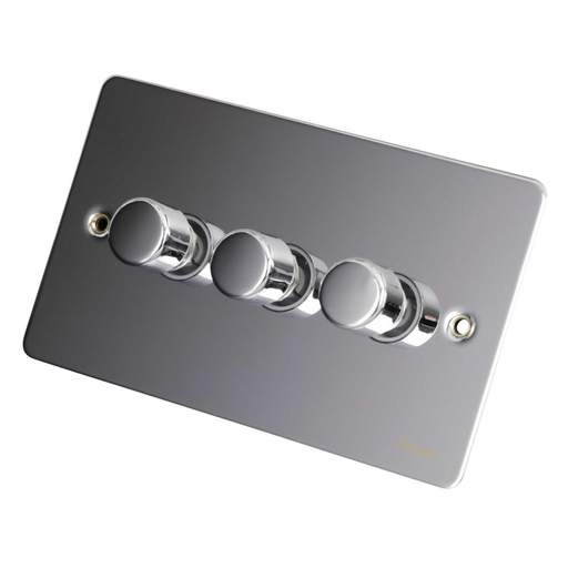 Schneider GET Ultimate 250W/VA 3 Gang 2 Way Dimmer Switch Polished Chrome