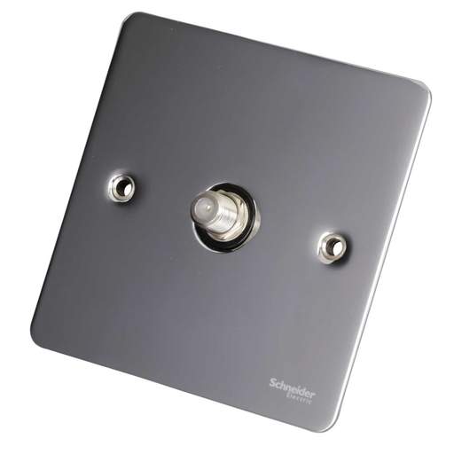 Schneider GET Ultimate 1 Gang Satellite Socket Black Insert Polished Chrome
