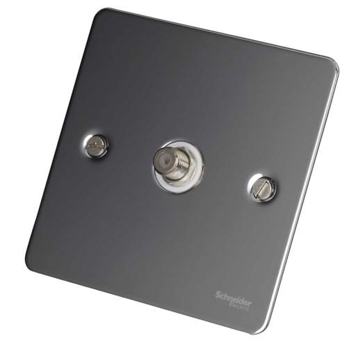 Schneider GET Ultimate 1 Gang Satellite Socket White Insert Polished Chrome