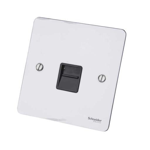 Schneider GET Ultimate 1 Gang Secondary Telephone Socket Black Insert Polished Chrome