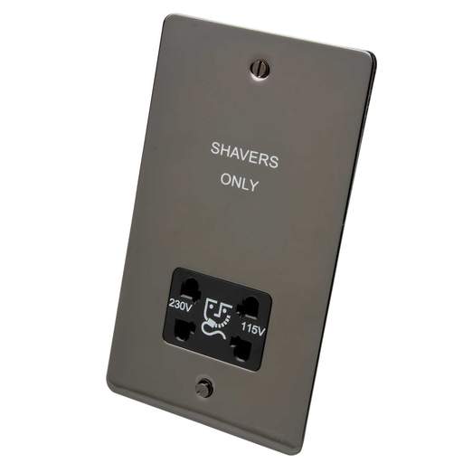 Schneider GET Ultimate Flat Plate Dual Voltage Shaver Socket Black Insert Black Nickel