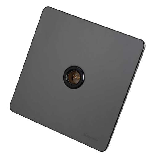 Schneider GET Ultimate 1 Gang Screwless Coaxial Socket Black Insert Black Nickel
