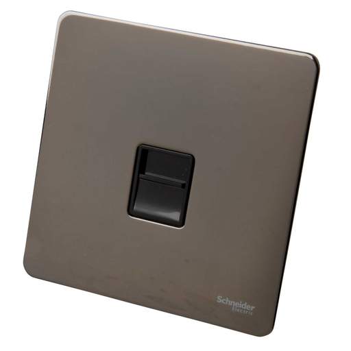 Schneider GET Ultimate 1 Gang Screwless Master Telephone Socket Black Insert Black Nickel
