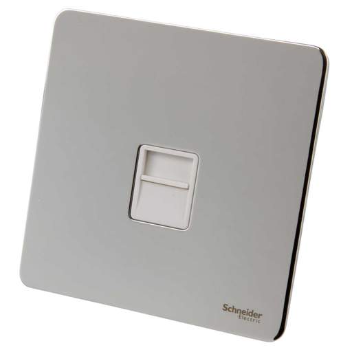 Schneider GET Ultimate 1 Gang Screwless Secondary Telephone Socket White Insert Polished Chrome