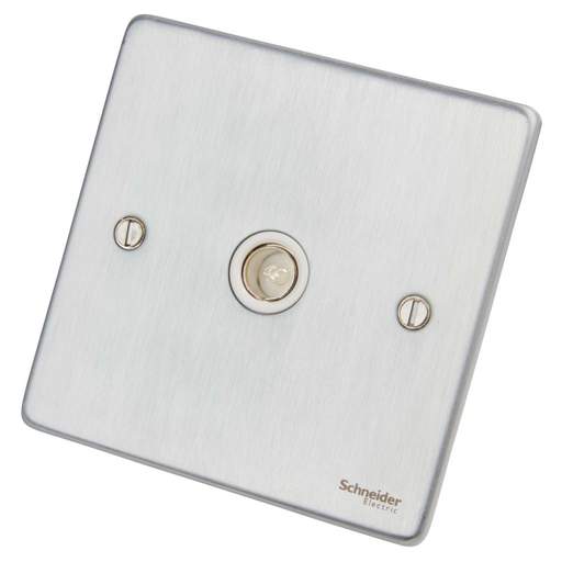 Schneider GET Ultimate 1 Gang Coax Socket White Insert Brushed Chrome