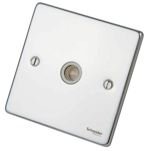 Schneider GET Ultimate 1 Gang Coax Socket Polished Chrome White Insert