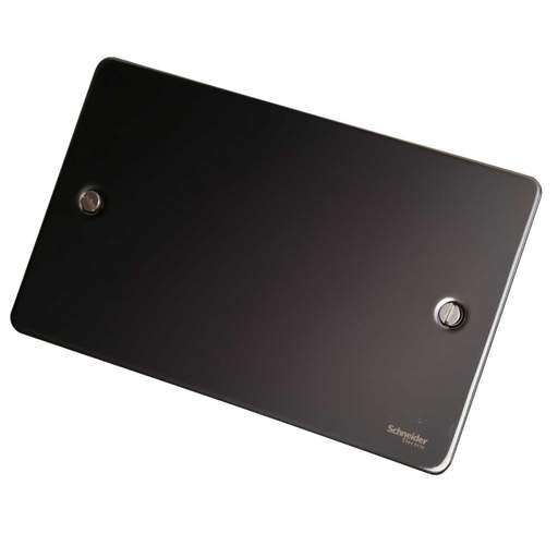 Schneider GET Ultimate 2 Gang Blank Plate Black Nickel