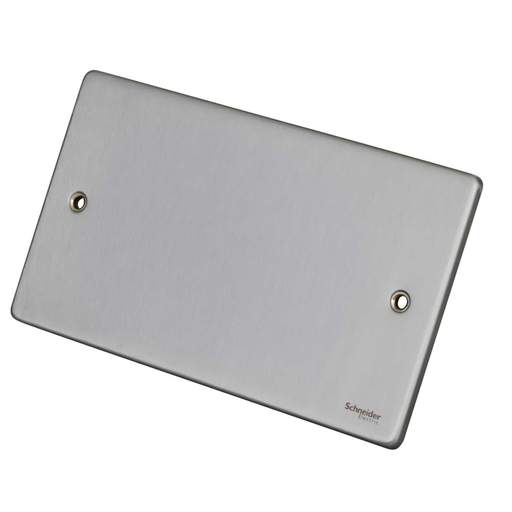 Schneider GET Ultimate 2 Gang Blank Plate Brushed Chrome