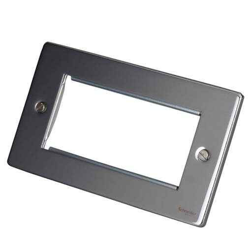 Schneider GET Ultimate 2 Gang 4 Module Face Plate Polished Chrome