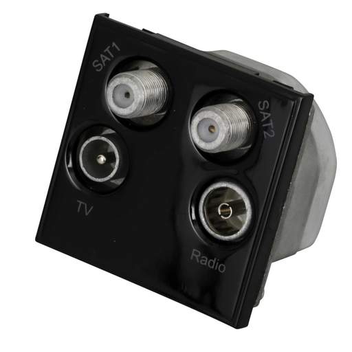 Schneider GET Ultimate 1 Gang TV/FM/Sat1/Sat2 Quadplexer Euro Module Black