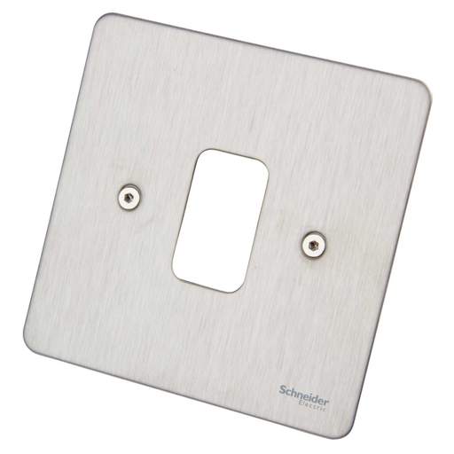Schneider GET Ultimate Flat Plate 1 Gang Grid Front Plate Stainless Steel