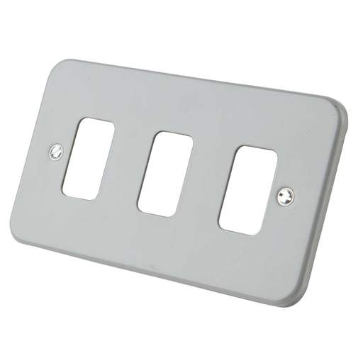 Schneider GET Ultimate 3 Gang Grid Front Plate Metal Clad