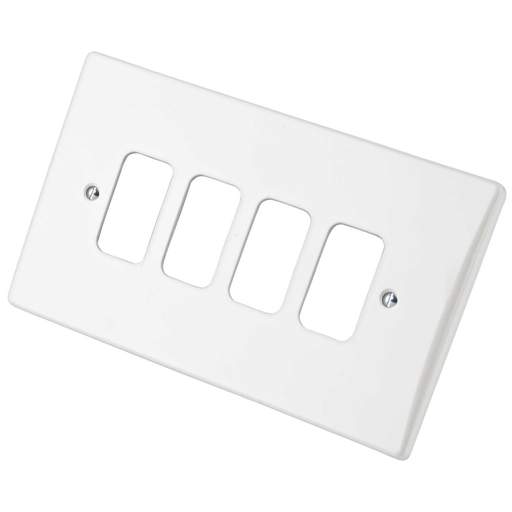 Schneider GET Ultimate 4 Gang Grid Face Plate White